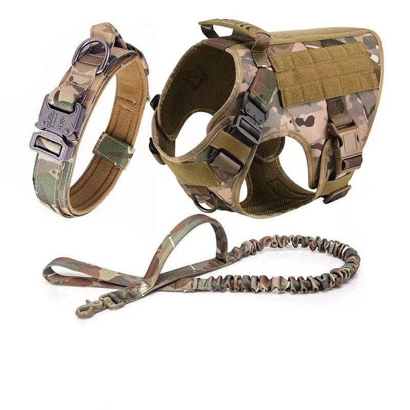 Three-piece Set- Tactical Pet Gear, Harness, Collar, & Leash (S-XL)