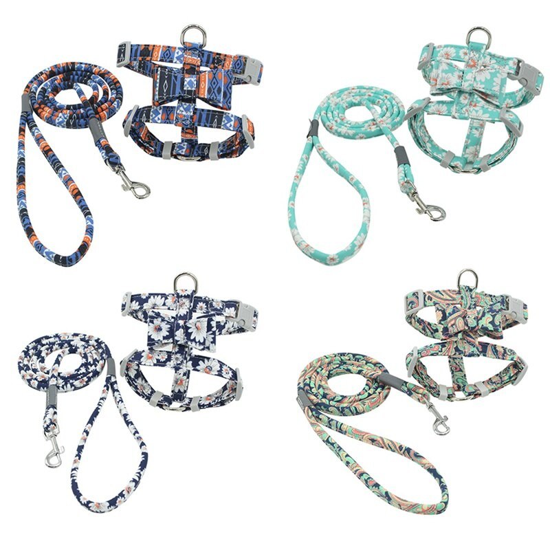 Small & Medium Printed Harness and Leash Set