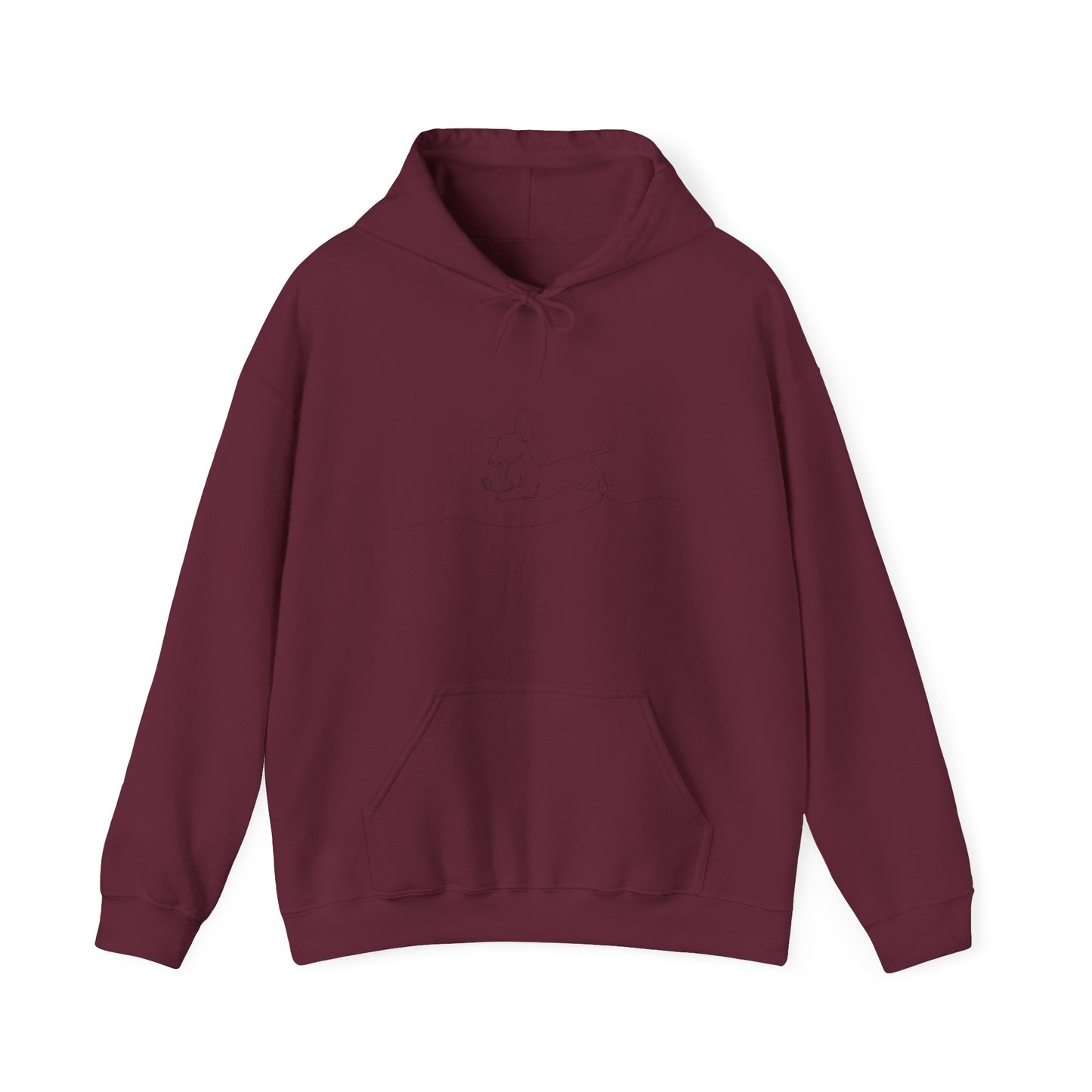 WEINER DOG DRAWING Unisex Hooded Sweatshirt, Warm Pullover, Casual Gift, Everyday Wear, Chill Vibes, Perfect for All Seasons
