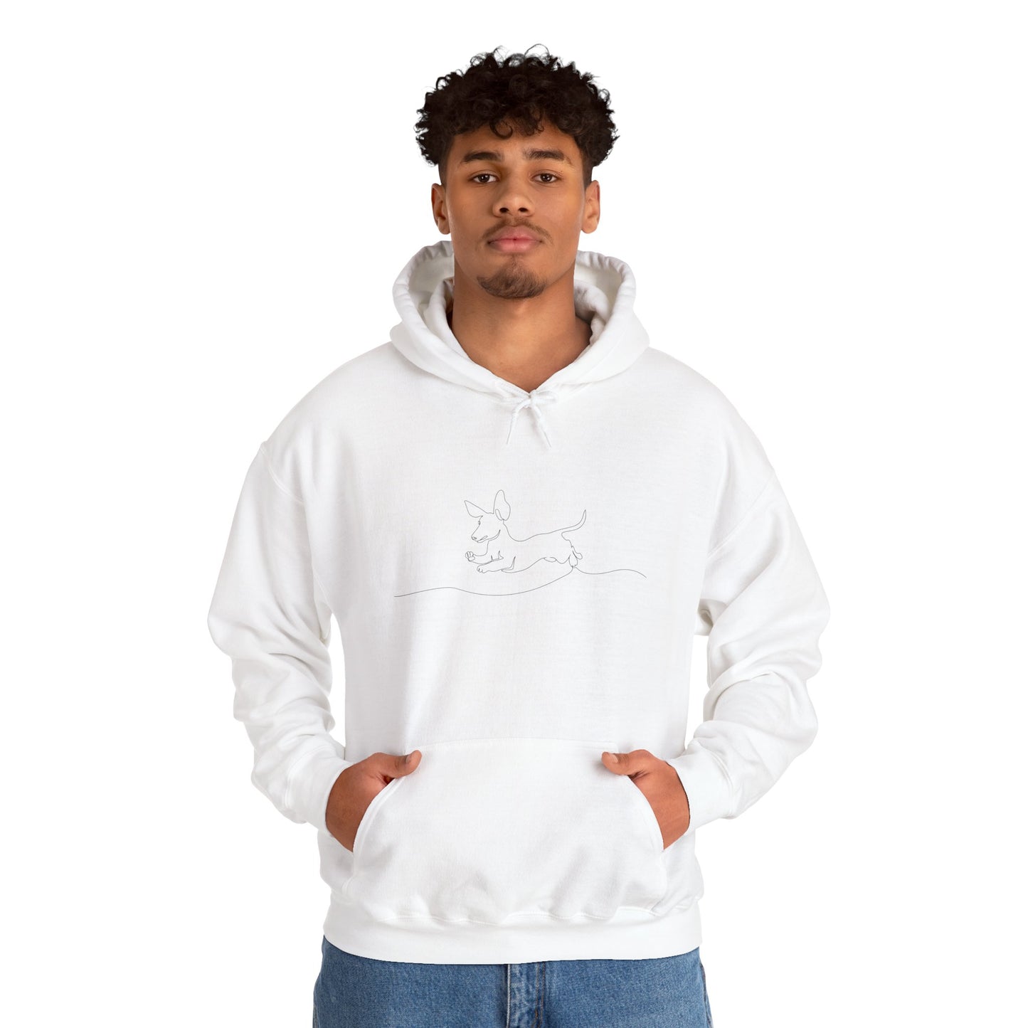 WEINER DOG DRAWING Unisex Hooded Sweatshirt, Warm Pullover, Casual Gift, Everyday Wear, Chill Vibes, Perfect for All Seasons