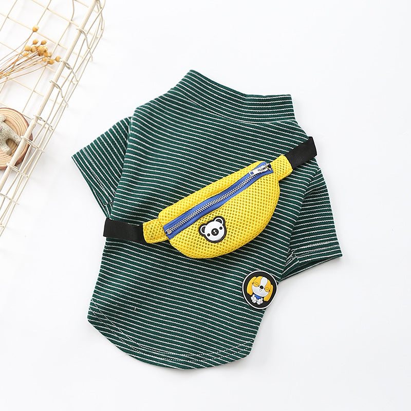 Striped T-Shirt with Attached "Cross-Body Bag" (S-3XL)