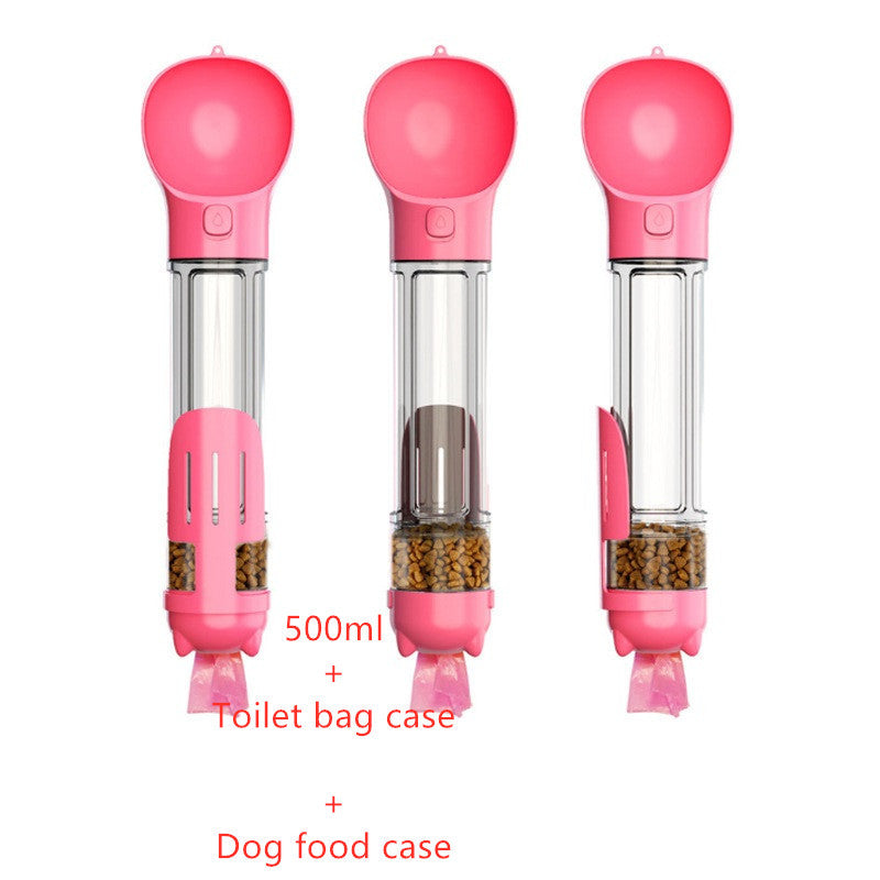 Portable, Travel 3 In 1 Dog Water/Food Bottle & Baggie Dispenser