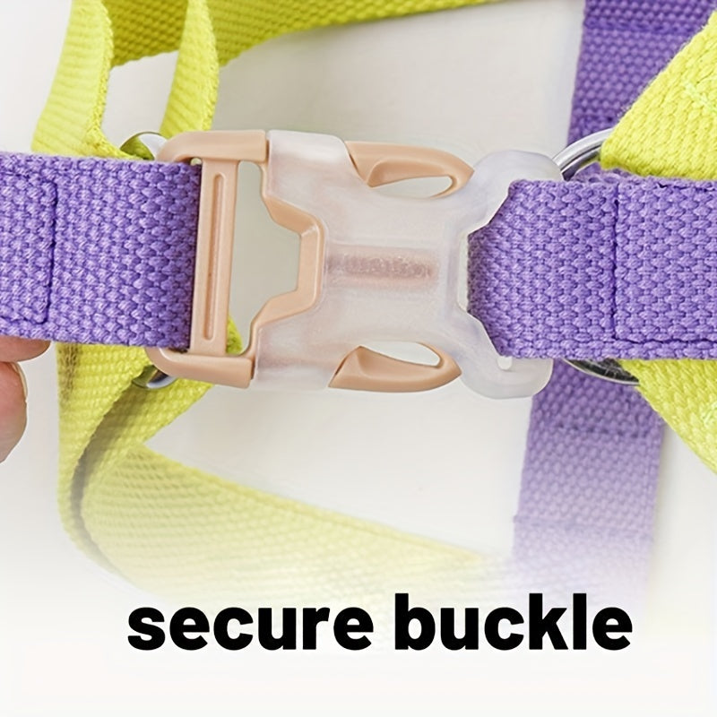 Anti-Escape, Easy to Put On, Color block Harness & Leash Set (S-L)