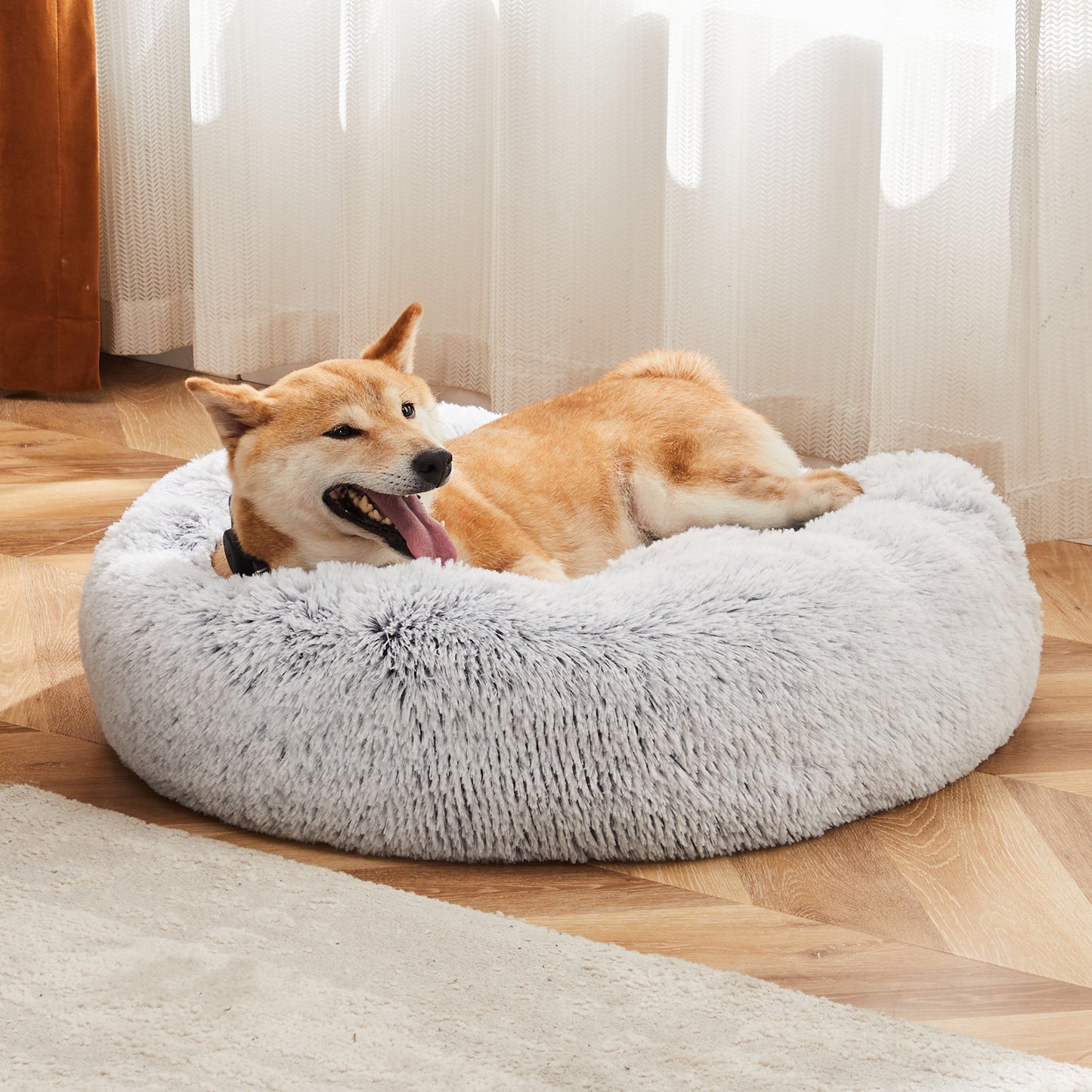 Round Fluffy Plush Faux Fur Dog/Cat Bed