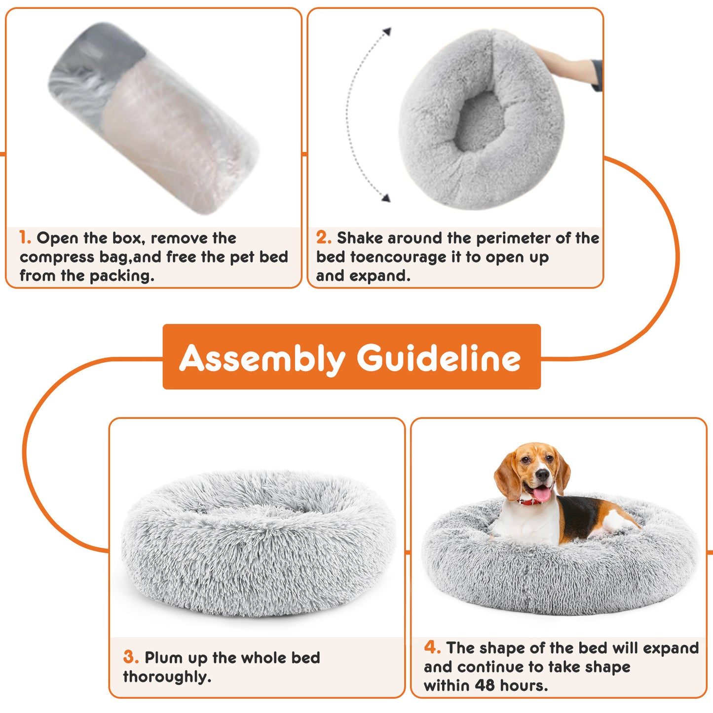 Round Fluffy Plush Faux Fur Dog/Cat Bed