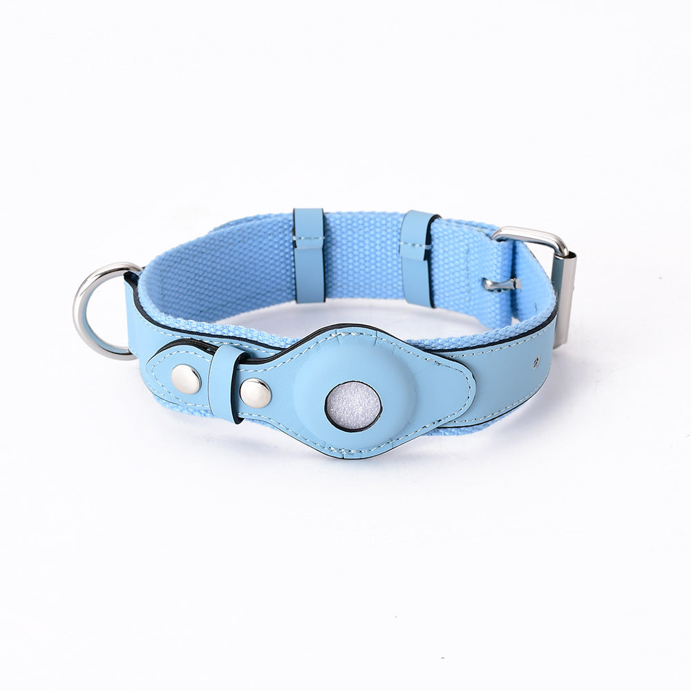 Leather Pet Collar w/ Protective Cover for AirTag