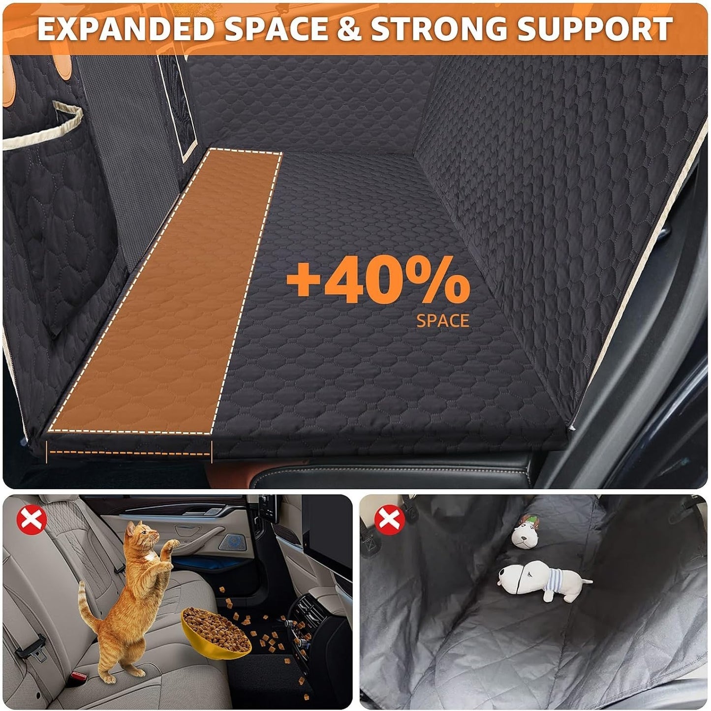 Waterproof Back Seat Extender and Cover, Hard Bottom- Heavy Duty Scratch Proof, For Cars/SUVs