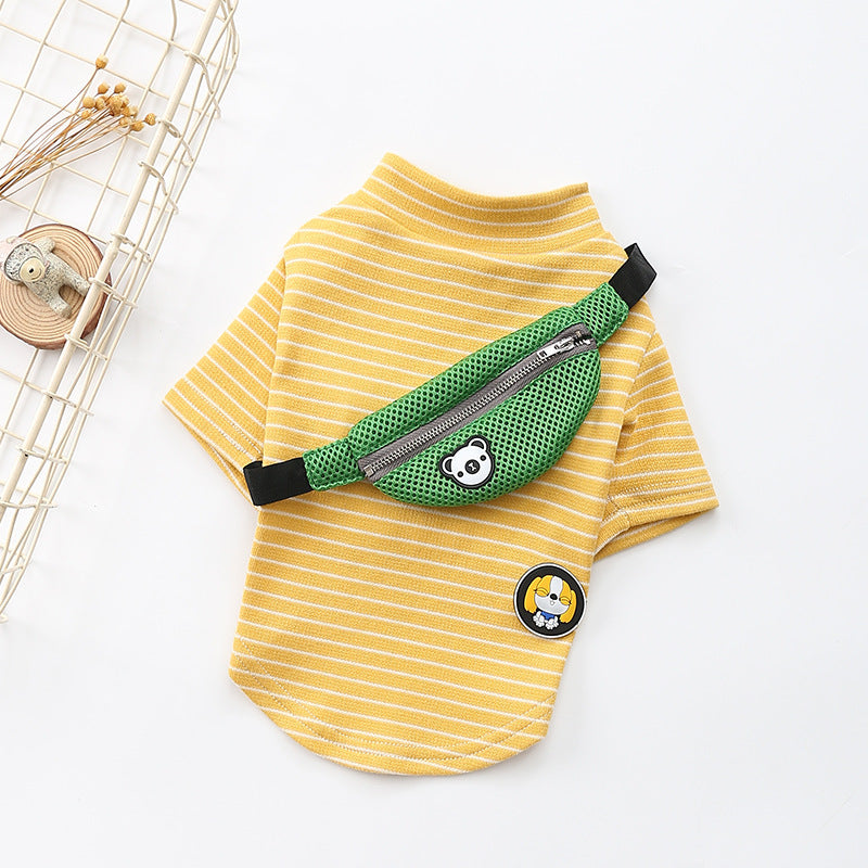 Striped T-Shirt with Attached "Cross-Body Bag" (S-3XL)