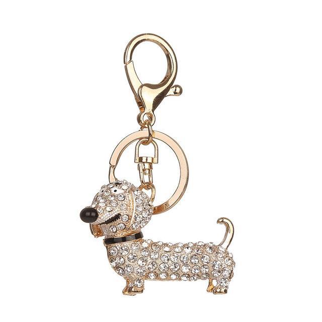Beautiful Rhinestone Dachshund Keychain
