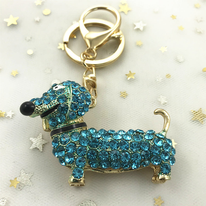 Beautiful Rhinestone Dachshund Keychain
