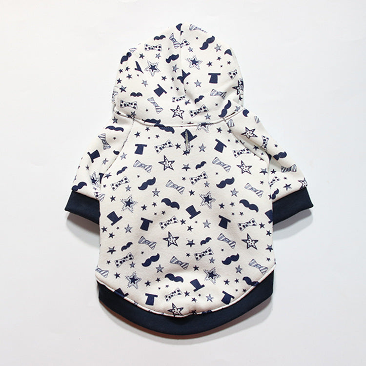 Mustache & Bowtie Print Pet Hoodie (XS-L)