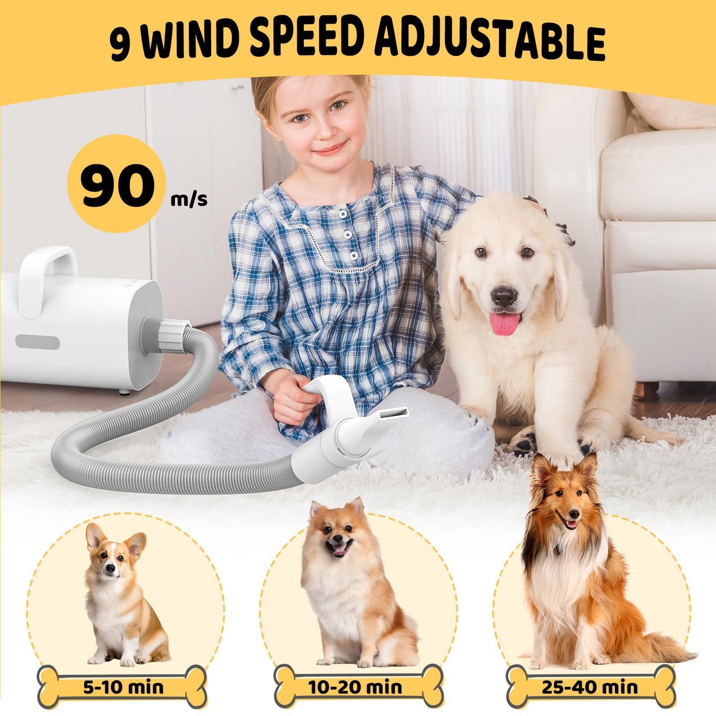 Pet Hair Dryer, 4-in-1 Smart Handle Pet Hair Dryer, Suitable For Dogs And Cats
