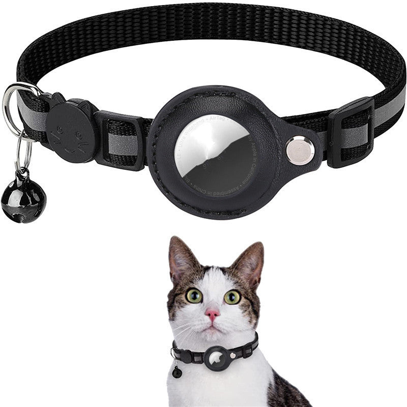 Reflective Cat Nylon Collar w/ Bell & Waterproof Case For AirTag
