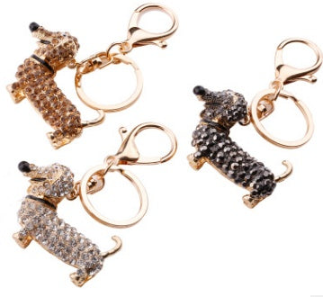 Beautiful Rhinestone Dachshund Keychain