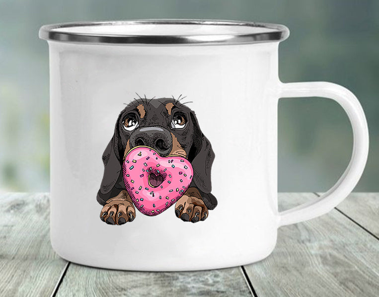 Various Dachshund Enameled Mugs