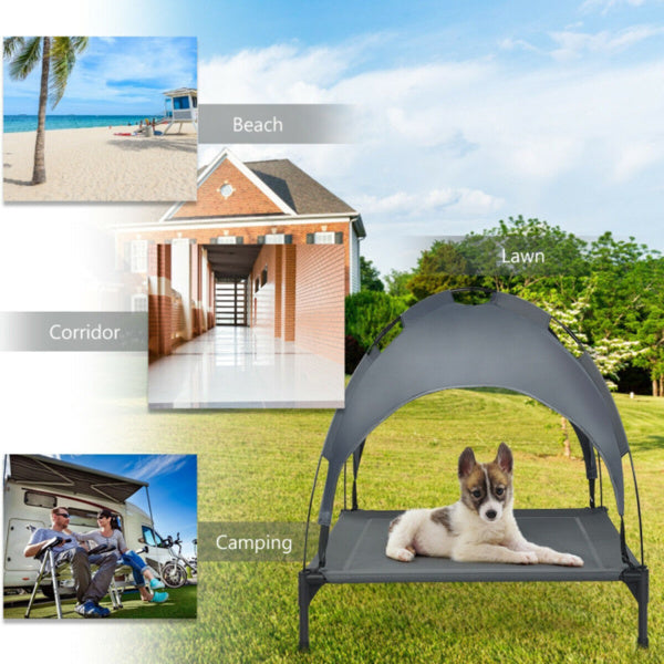 35.5inch X 32 Inch Raised Dog Bed With UV Resistant Canopy- Up to 66 lbs