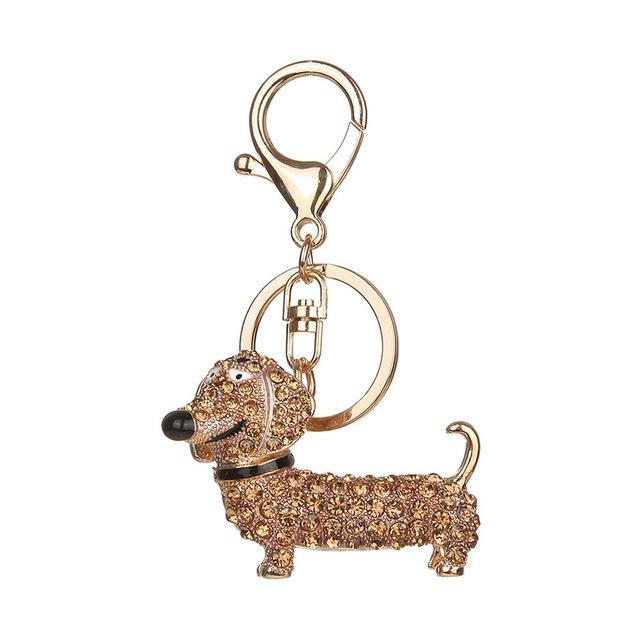Beautiful Rhinestone Dachshund Keychain