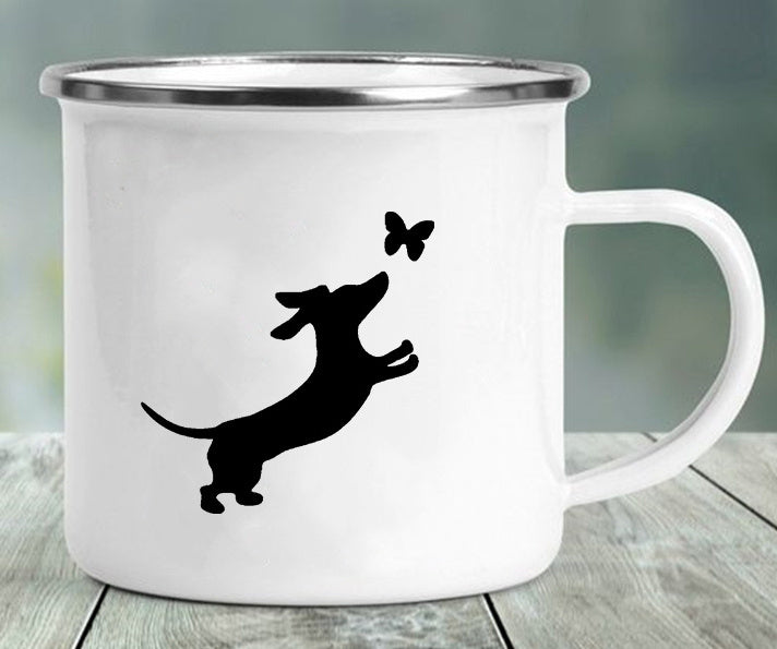 Various Dachshund Enameled Mugs