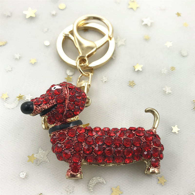 Beautiful Rhinestone Dachshund Keychain