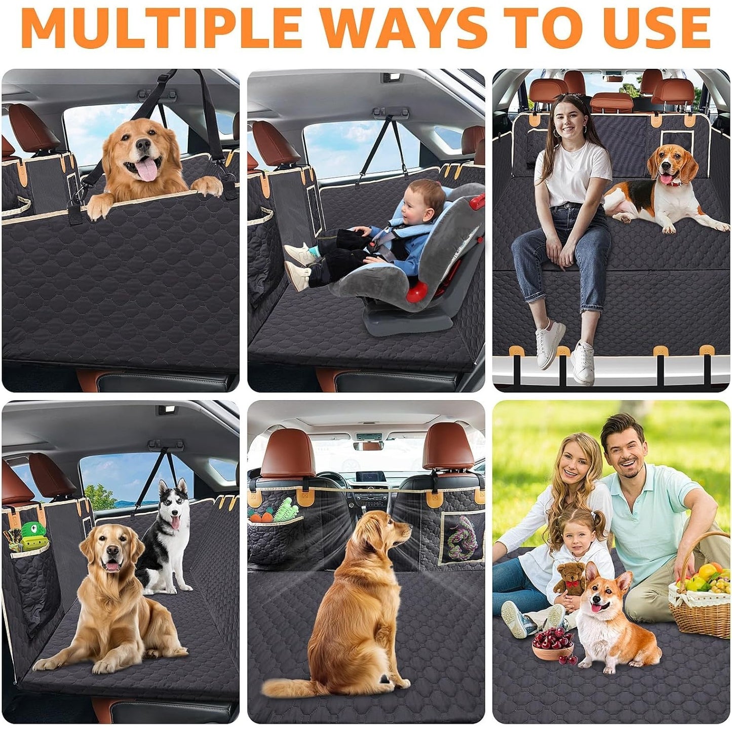 Waterproof Back Seat Extender and Cover, Hard Bottom- Heavy Duty Scratch Proof, For Cars/SUVs