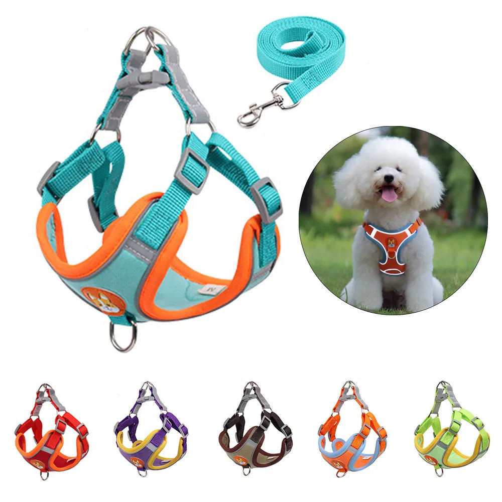 Dog Reflective Harness and Leash Set