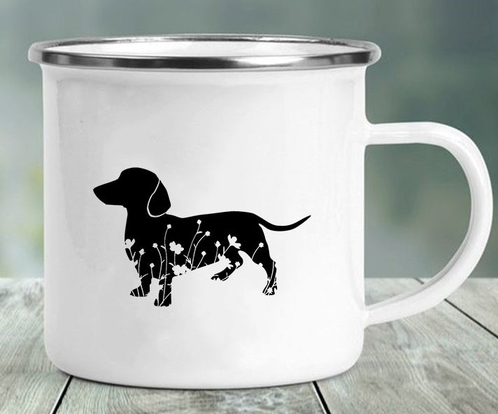 Various Dachshund Enameled Mugs