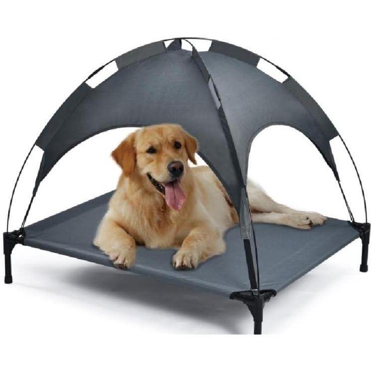 Large Elevated Pet Bed With UV Protection Awning- Up to 110 lbs