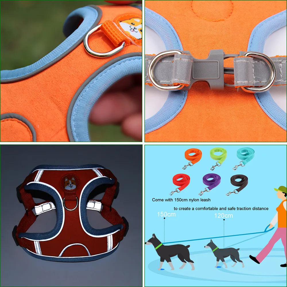 Dog Reflective Harness and Leash Set