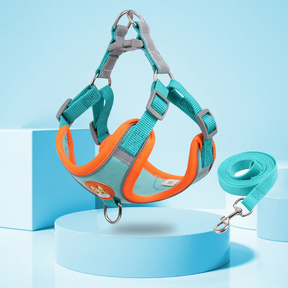Dog Reflective Harness and Leash Set