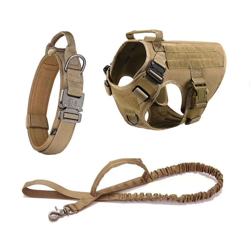 Three-piece Set- Tactical Pet Gear, Harness, Collar, & Leash (S-XL)