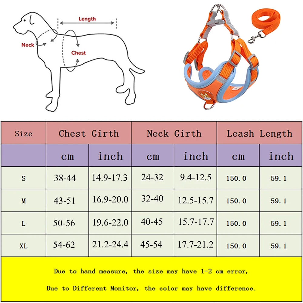 Dog Reflective Harness and Leash Set