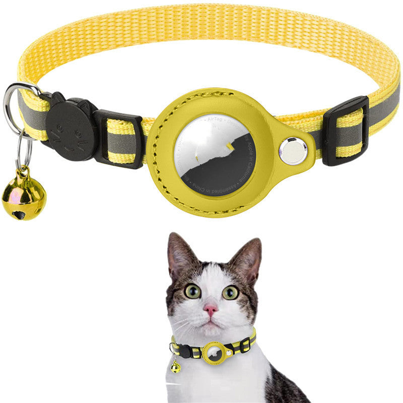 Reflective Cat Nylon Collar w/ Bell & Waterproof Case For AirTag