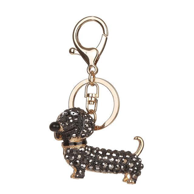 Beautiful Rhinestone Dachshund Keychain