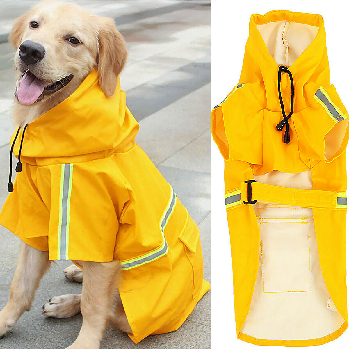 Waterproof Dog Raincoat With Safety Reflective Stripe