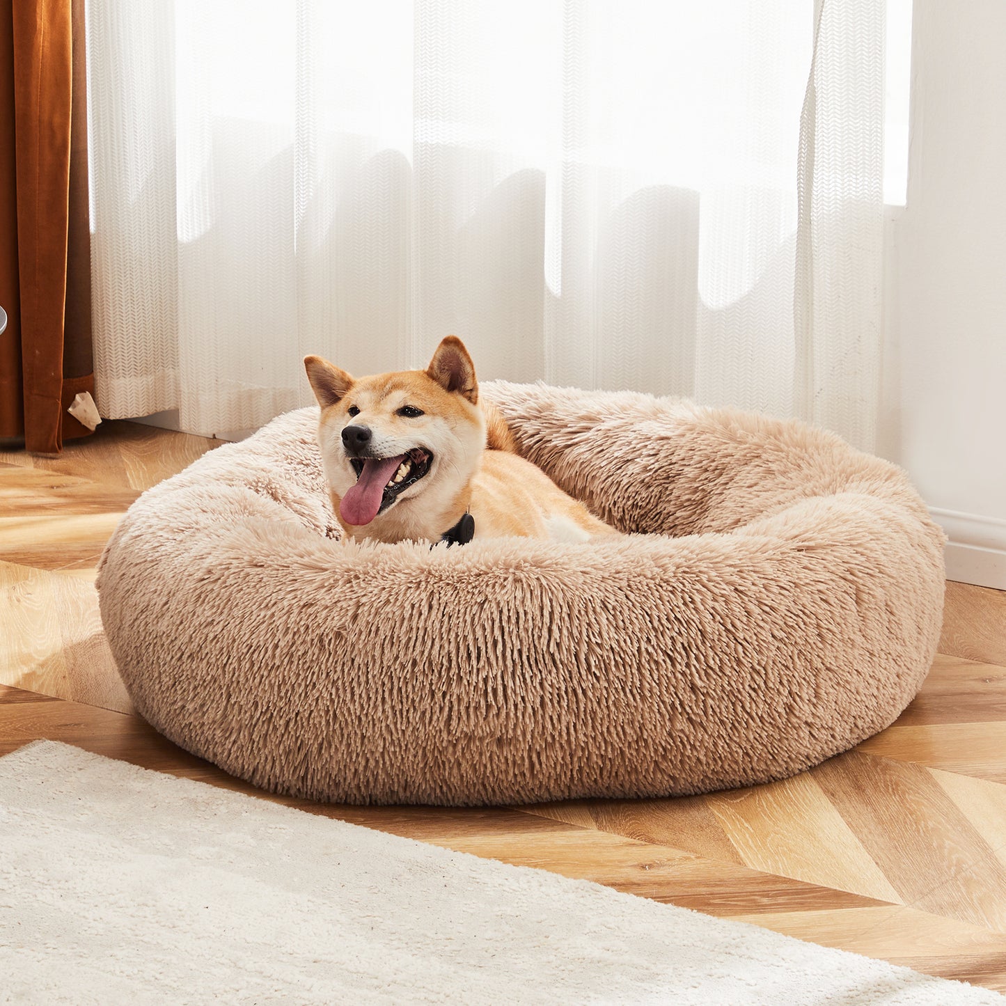 Round Fluffy Plush Faux Fur Dog/Cat Bed