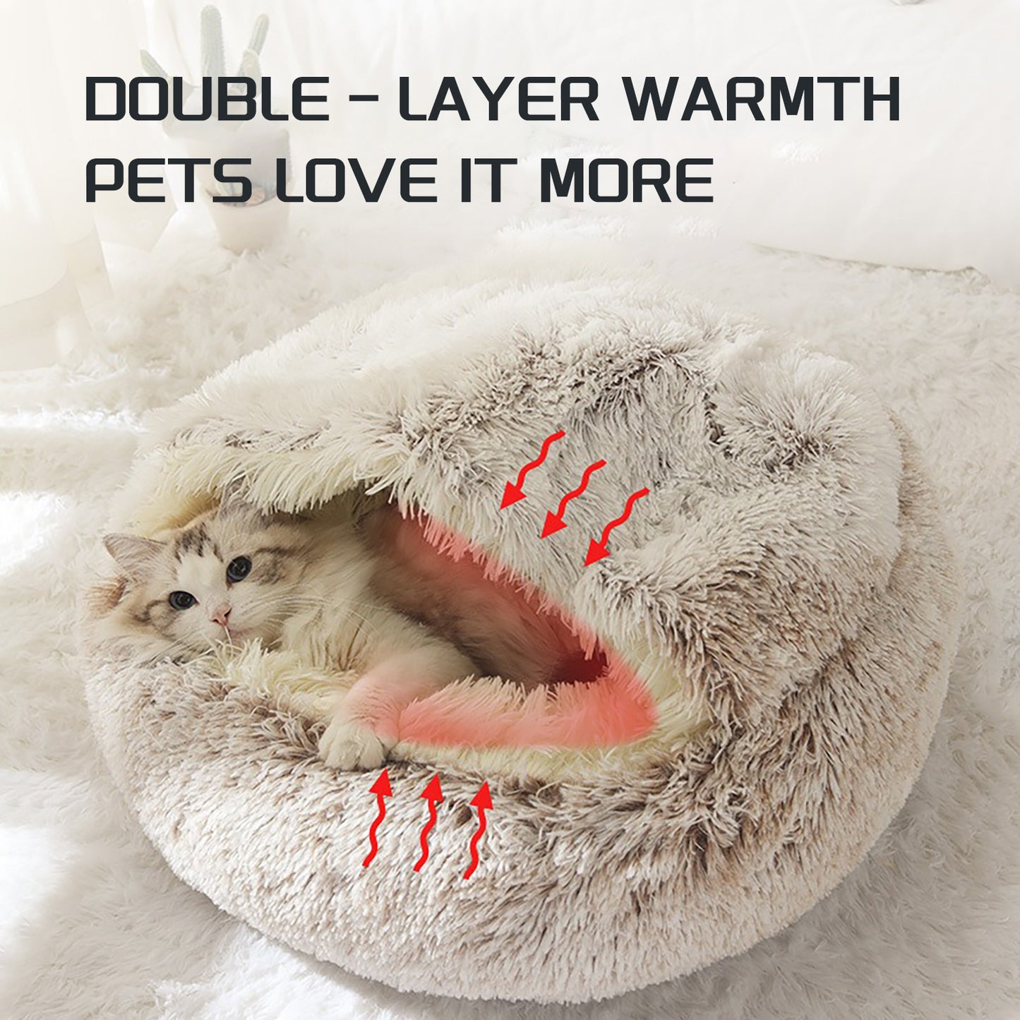 Luxurious Fuzzy, Plush Round Pet Bed