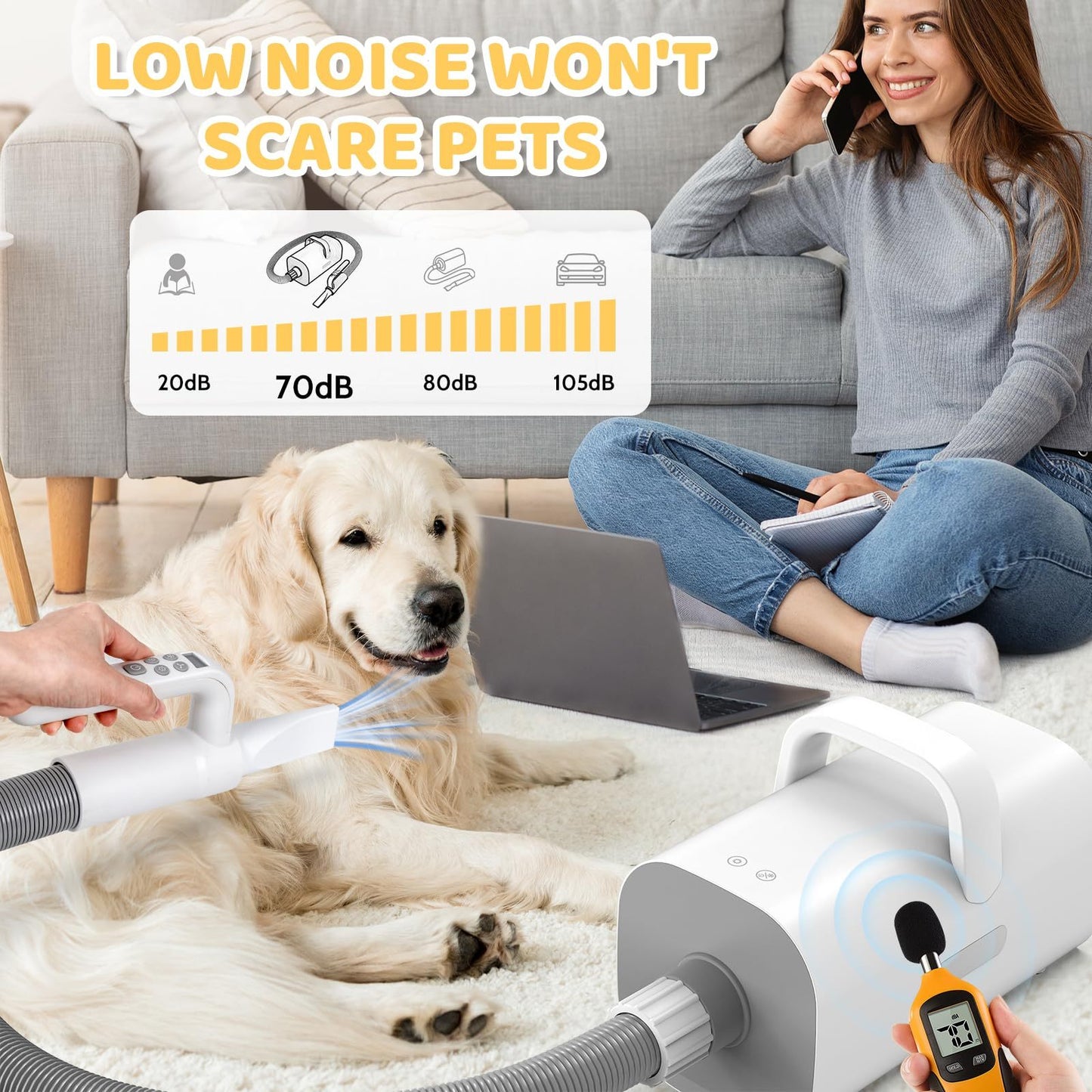 Pet Hair Dryer, 4-in-1 Smart Handle Pet Hair Dryer, Suitable For Dogs And Cats