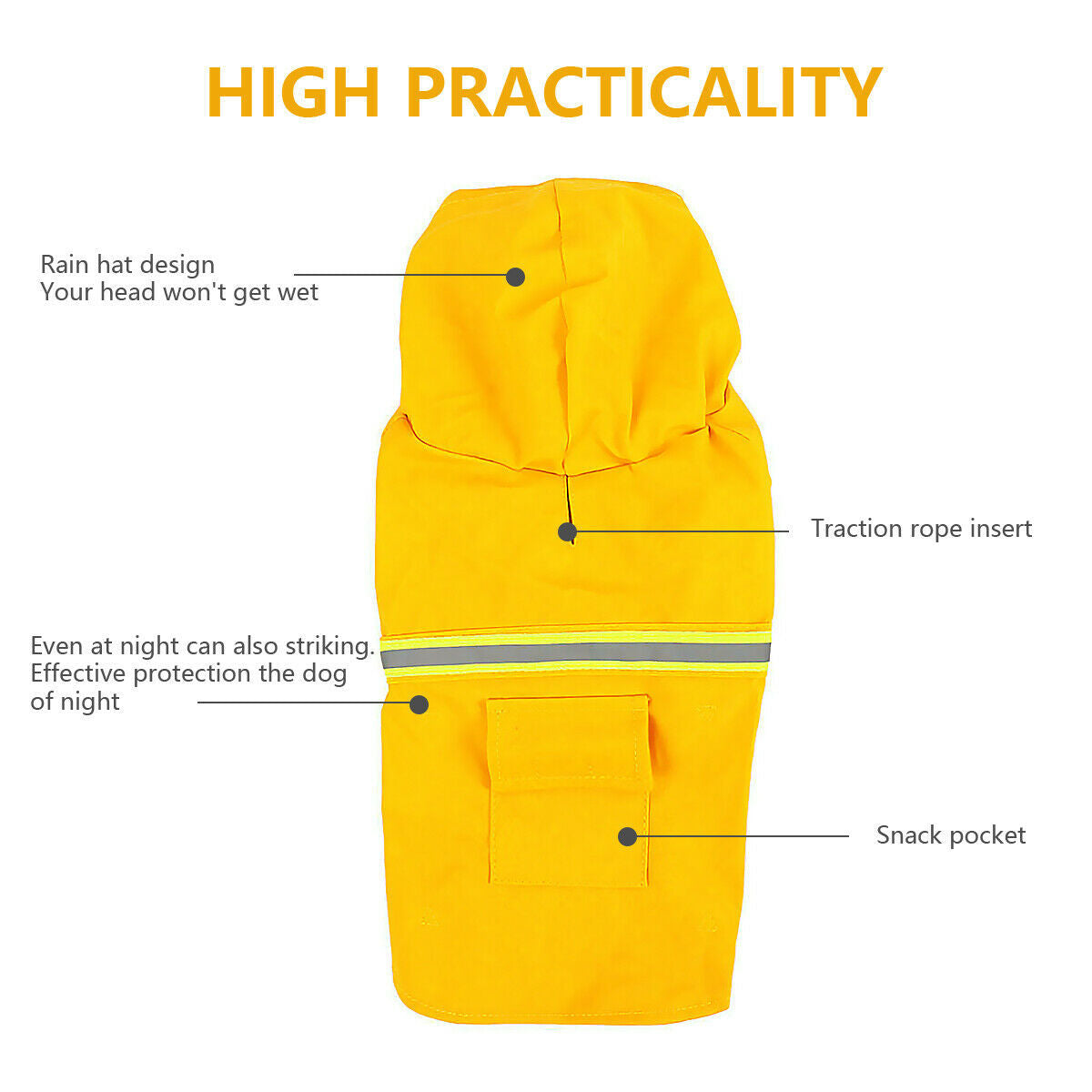 Waterproof Dog Raincoat With Safety Reflective Stripe