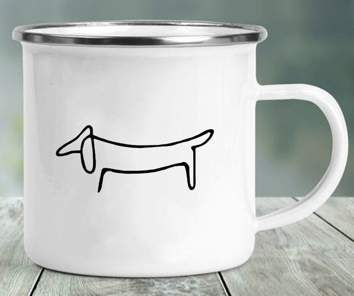 Various Dachshund Enameled Mugs