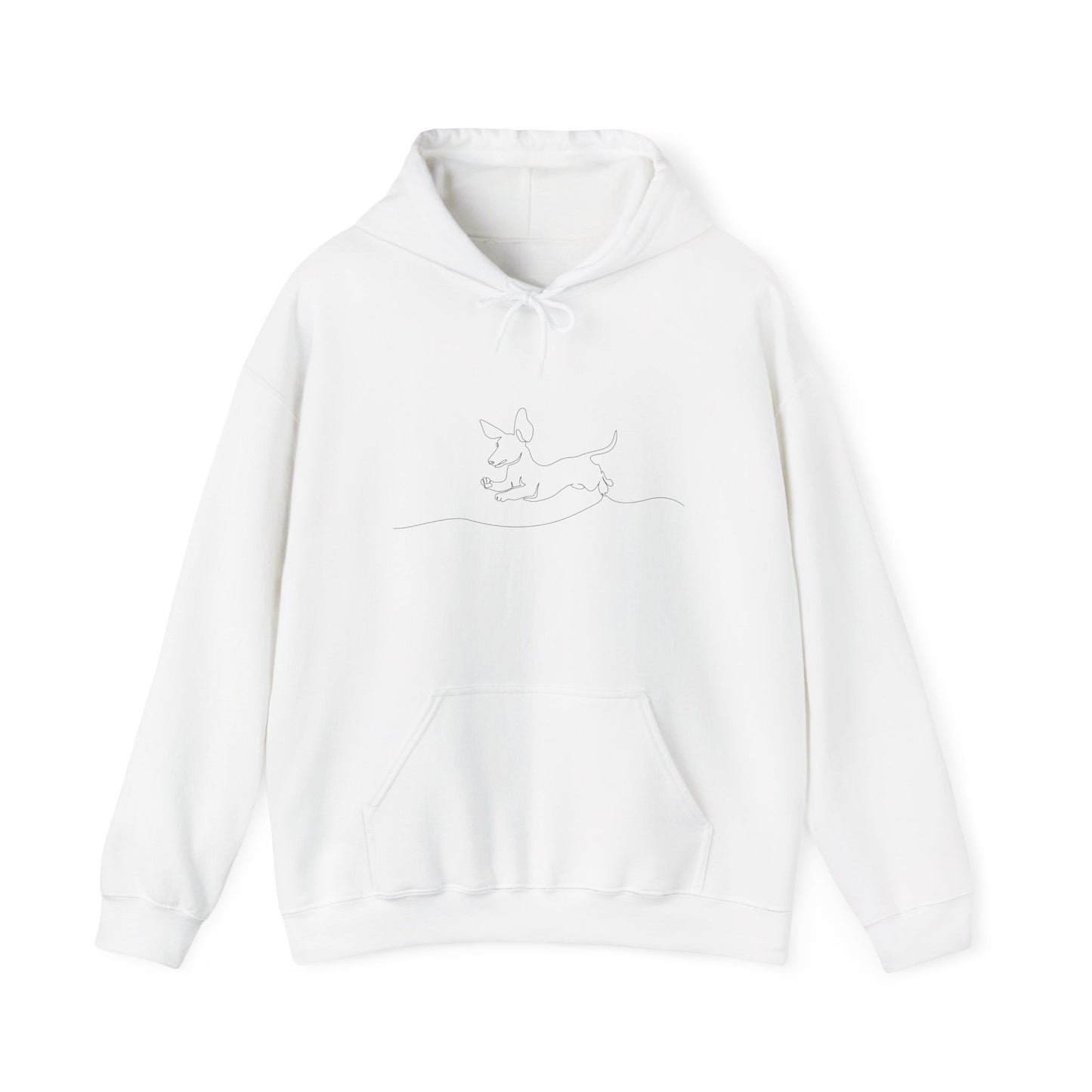 WEINER DOG DRAWING Unisex Hooded Sweatshirt, Warm Pullover, Casual Gift, Everyday Wear, Chill Vibes, Perfect for All Seasons