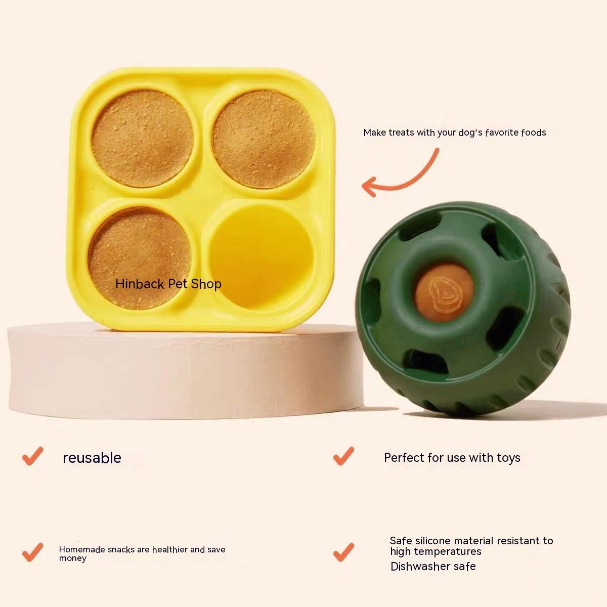 Treat Ball Toy & Tray-Use with/ Homemade Treats or Small Treats
