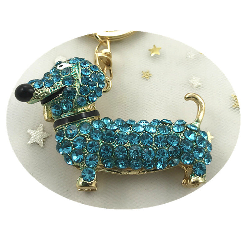 Beautiful Rhinestone Dachshund Keychain