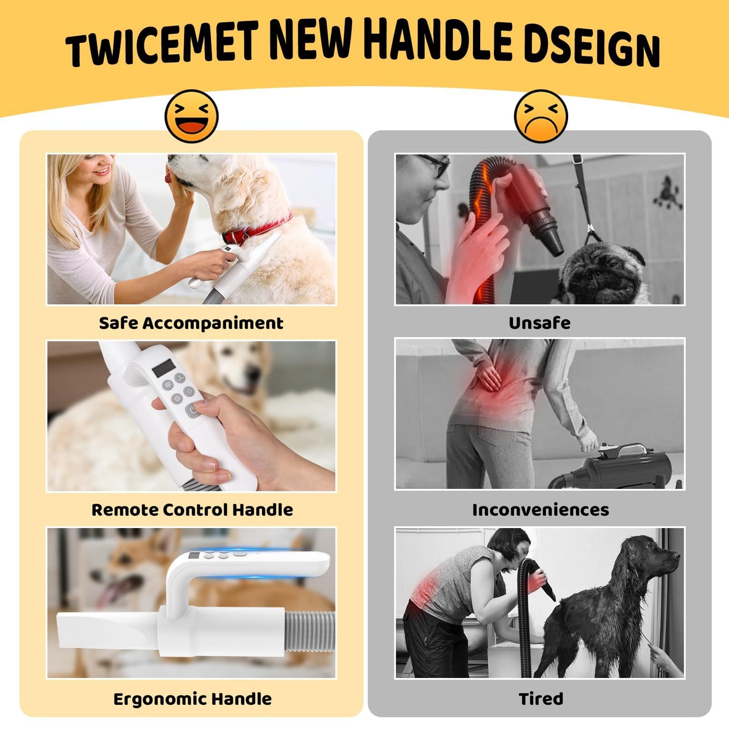 Pet Hair Dryer, 4-in-1 Smart Handle Pet Hair Dryer, Suitable For Dogs And Cats