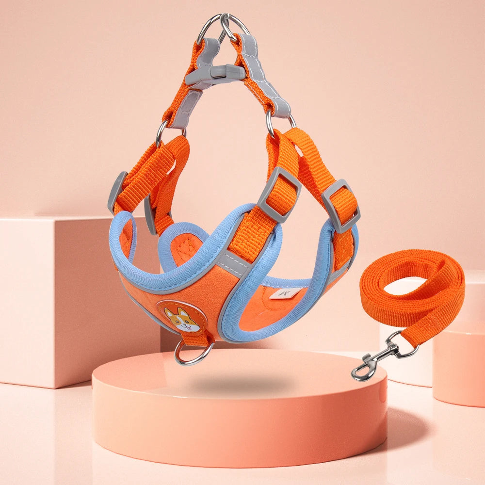 Dog Reflective Harness and Leash Set
