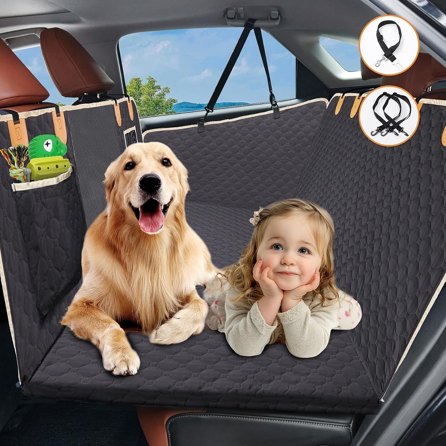 Waterproof Back Seat Extender and Cover, Hard Bottom- Heavy Duty Scratch Proof, For Cars/SUVs