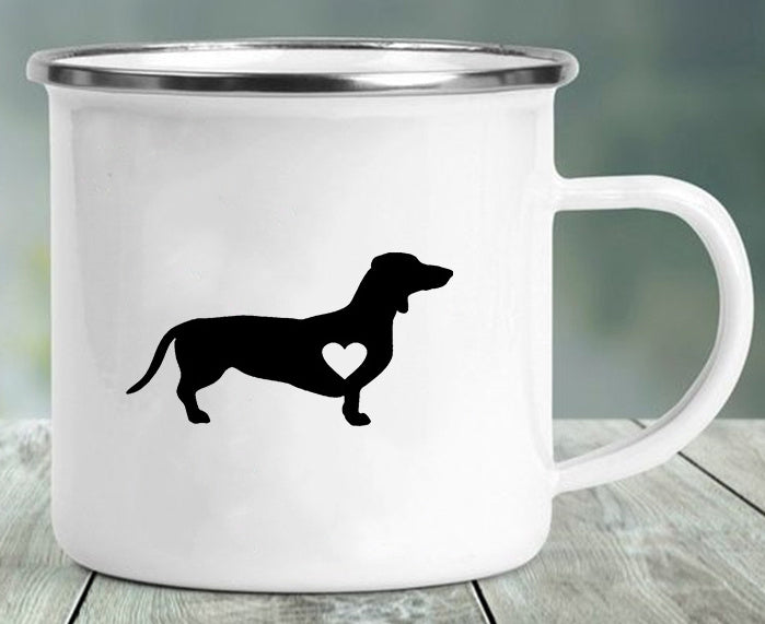 Various Dachshund Enameled Mugs