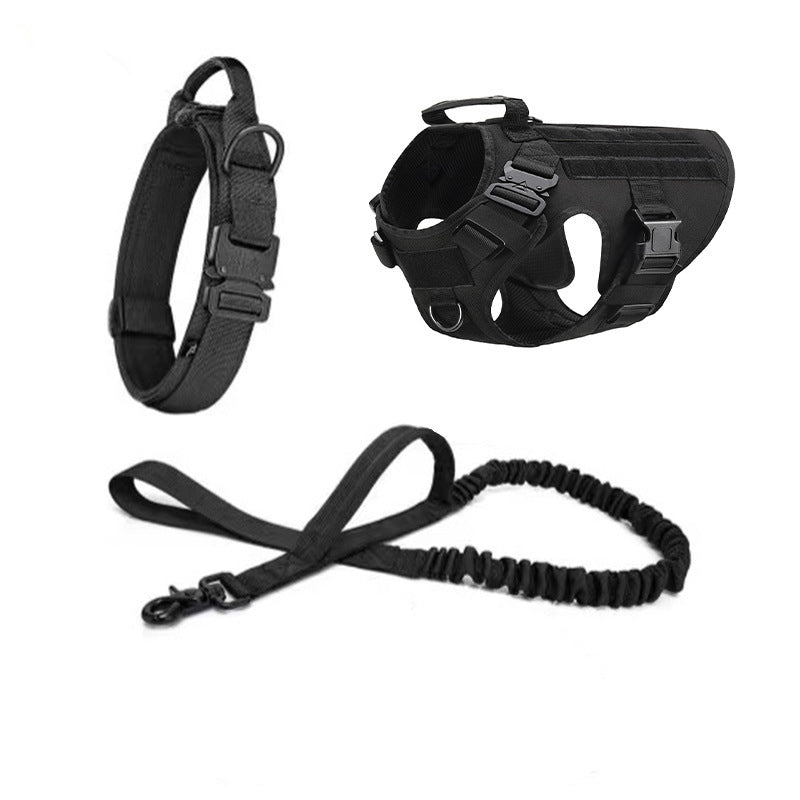 Three-piece Set- Tactical Pet Gear, Harness, Collar, & Leash (S-XL)