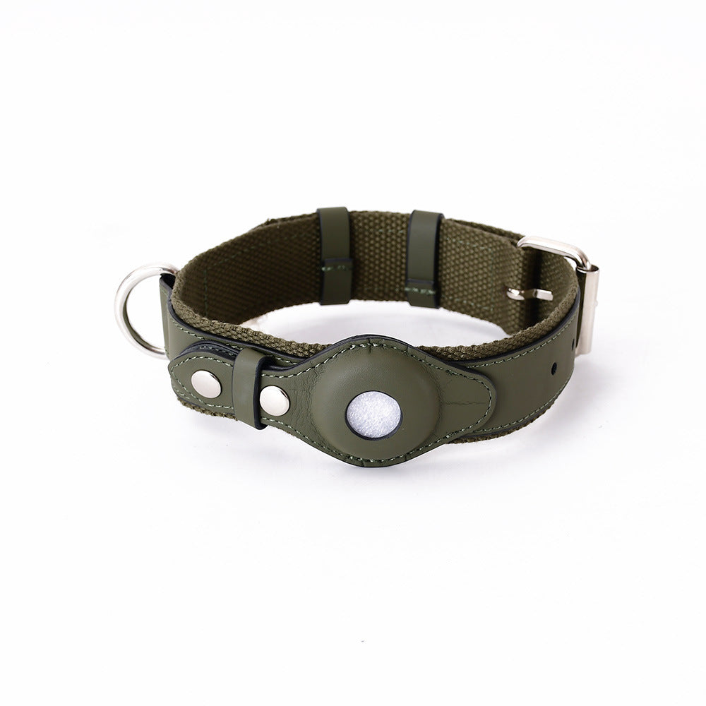 Leather Pet Collar w/ Protective Cover for AirTag