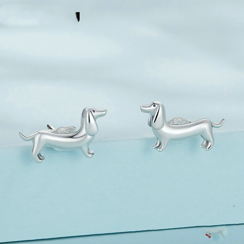 Dachshund Earrings- S925 Sterling Silver