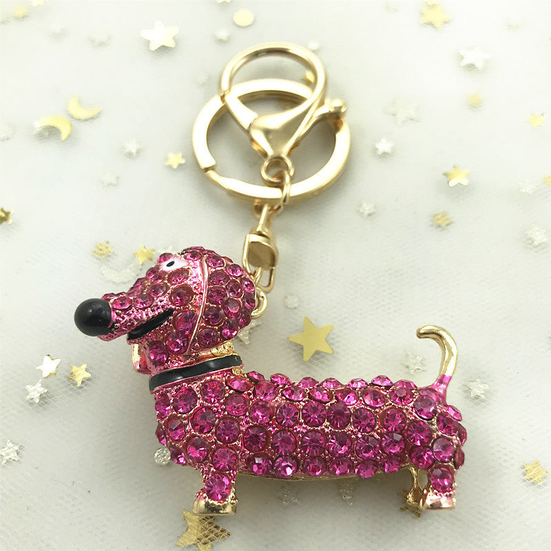 Beautiful Rhinestone Dachshund Keychain